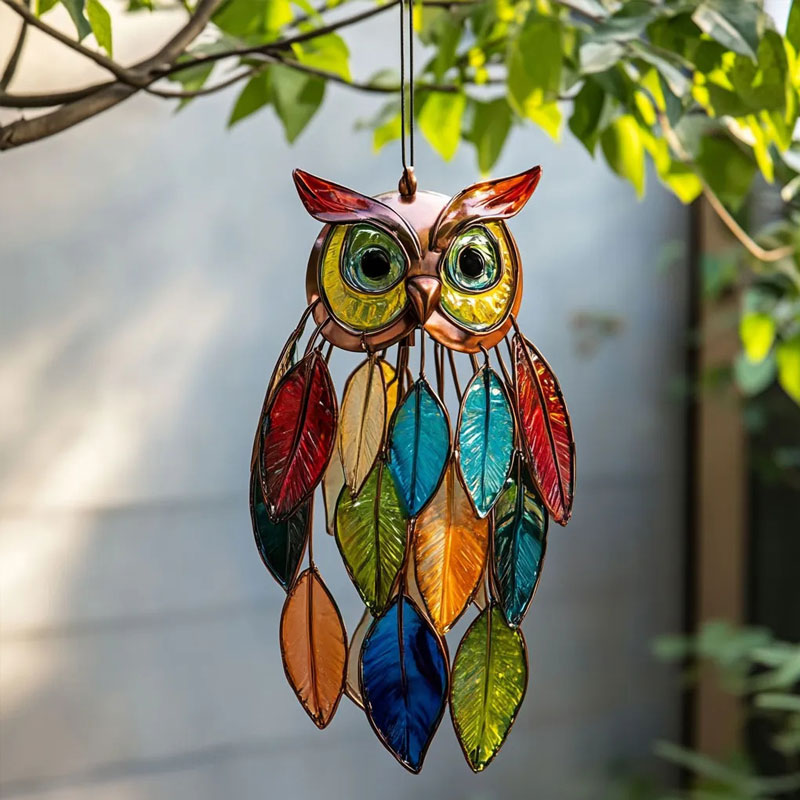 🌟 Bemalte Eulen-Hängedekorationen – Bunte Eulendekorationen für Fenster und Wohnungen 🦉