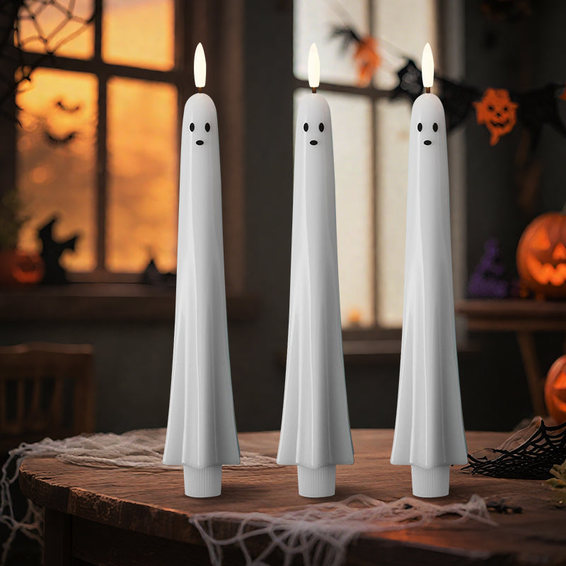🎃👻 Ferngesteuerte Geisterkerze mit 3D-flammendem Docht 👻🎃
