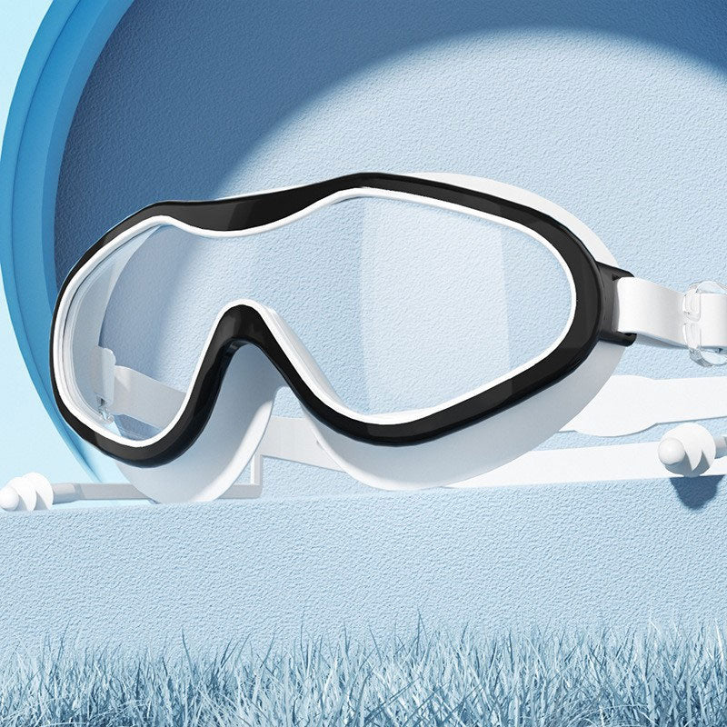 Schwimmbrille für Erwachsene mit großem Rahmen und Schutzblech🏊♂️