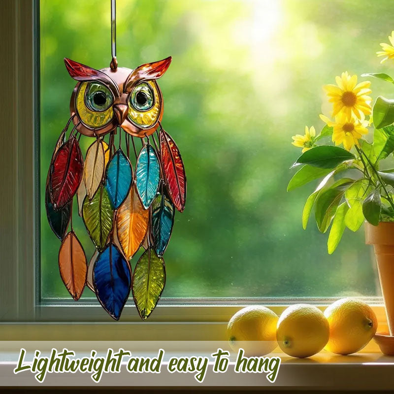 🌟 Bemalte Eulen-Hängedekorationen – Bunte Eulendekorationen für Fenster und Wohnungen 🦉
