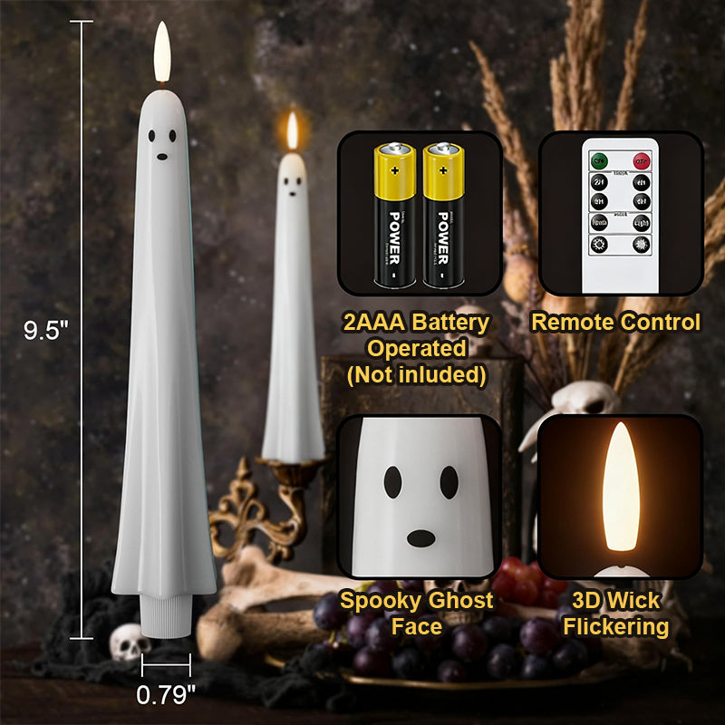 🎃👻 Ferngesteuerte Geisterkerze mit 3D-flammendem Docht 👻🎃
