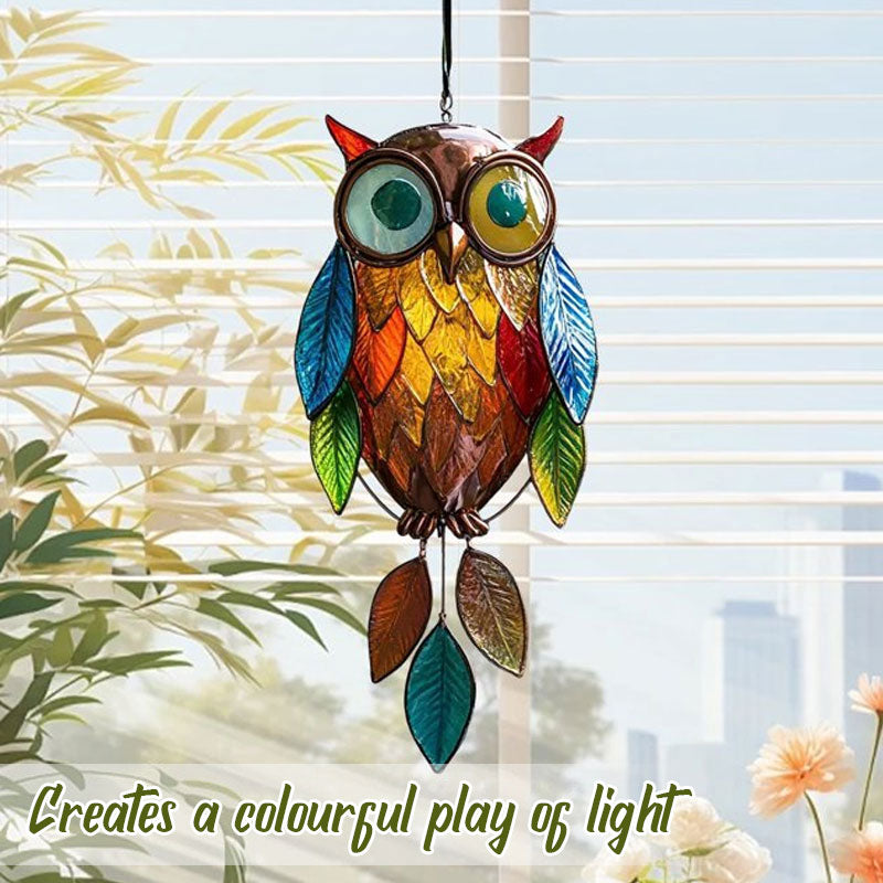 🌟 Bemalte Eulen-Hängedekorationen – Bunte Eulendekorationen für Fenster und Wohnungen 🦉
