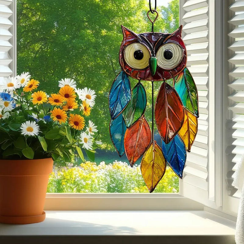 🌟 Bemalte Eulen-Hängedekorationen – Bunte Eulendekorationen für Fenster und Wohnungen 🦉