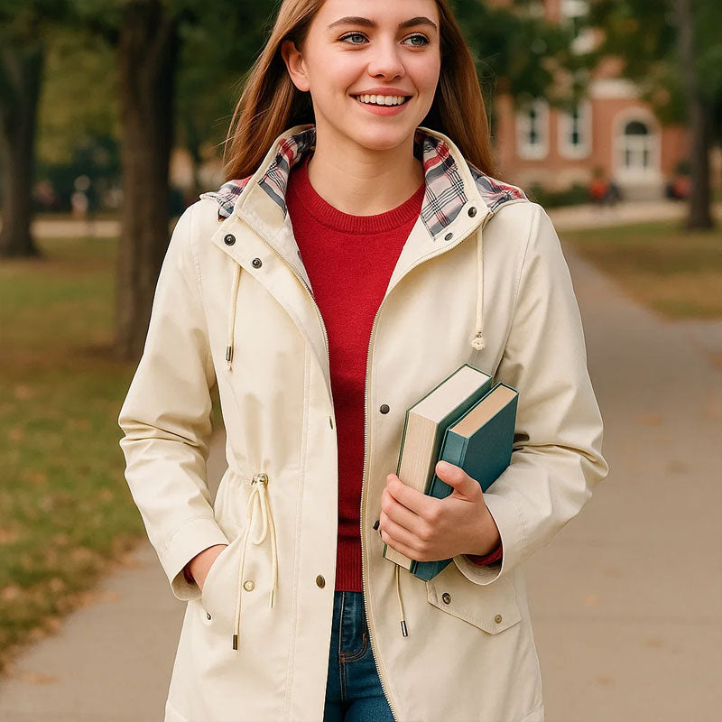 🧥Neuer wasserabweisender Trenchcoat für Damen – Hochwertige grenzüberschreitende Damenoberbekleidung mit kariertem Futter✨