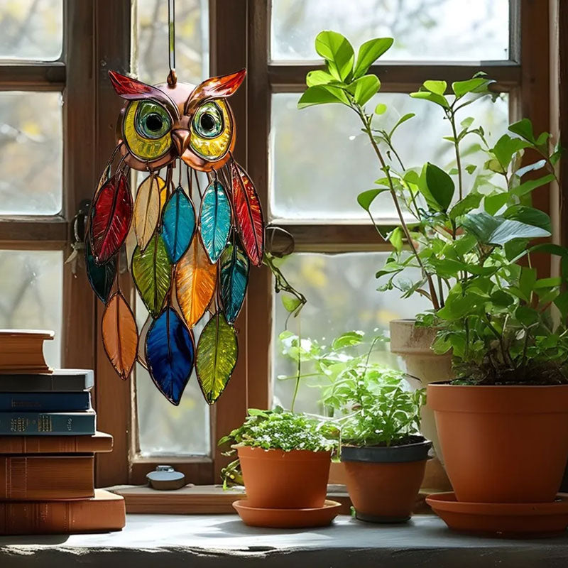 🌟 Bemalte Eulen-Hängedekorationen – Bunte Eulendekorationen für Fenster und Wohnungen 🦉