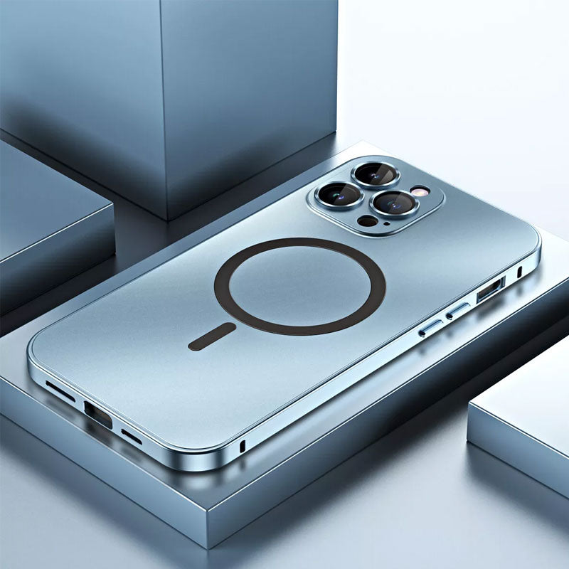 Magnetische Abdeckung mit Aluminiumrahmen für iPhone