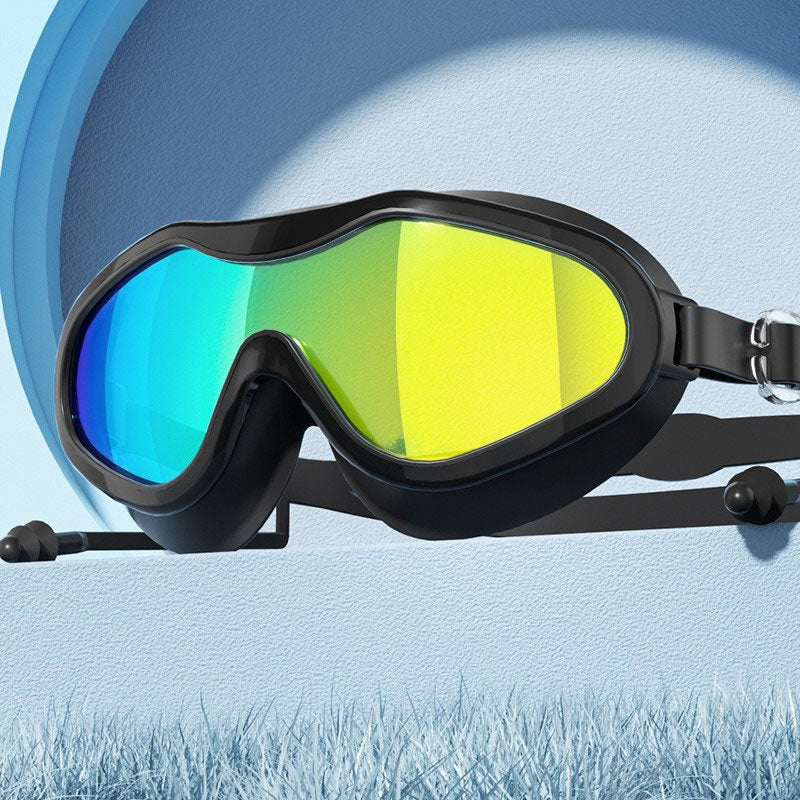 Schwimmbrille für Erwachsene mit großem Rahmen und Schutzblech🏊‍♂️