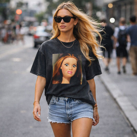 Lustiges bedrucktes Unisex-T-Shirt mit Rundhalsausschnitt und Oversize-Passfor