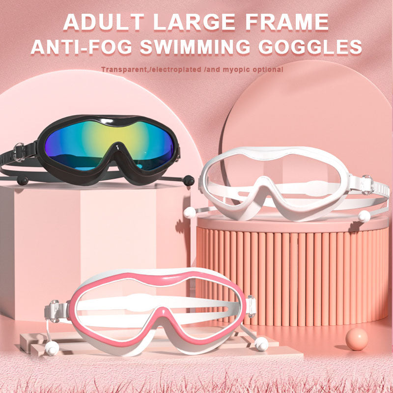 Schwimmbrille für Erwachsene mit großem Rahmen und Schutzblech🏊‍♂️