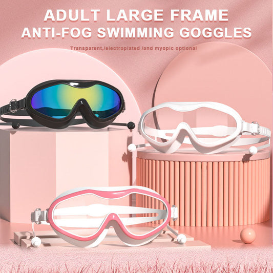 Schwimmbrille für Erwachsene mit großem Rahmen und Schutzblech🏊‍♂️