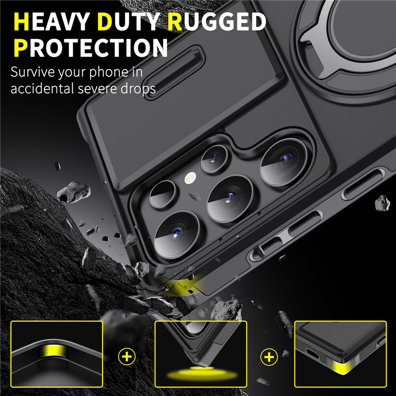 Panzerhülle für Galaxy S-Serie 🛡️ Kamera-Schiebeschutz & 360° Ring 🧲 Magnet-Funktion