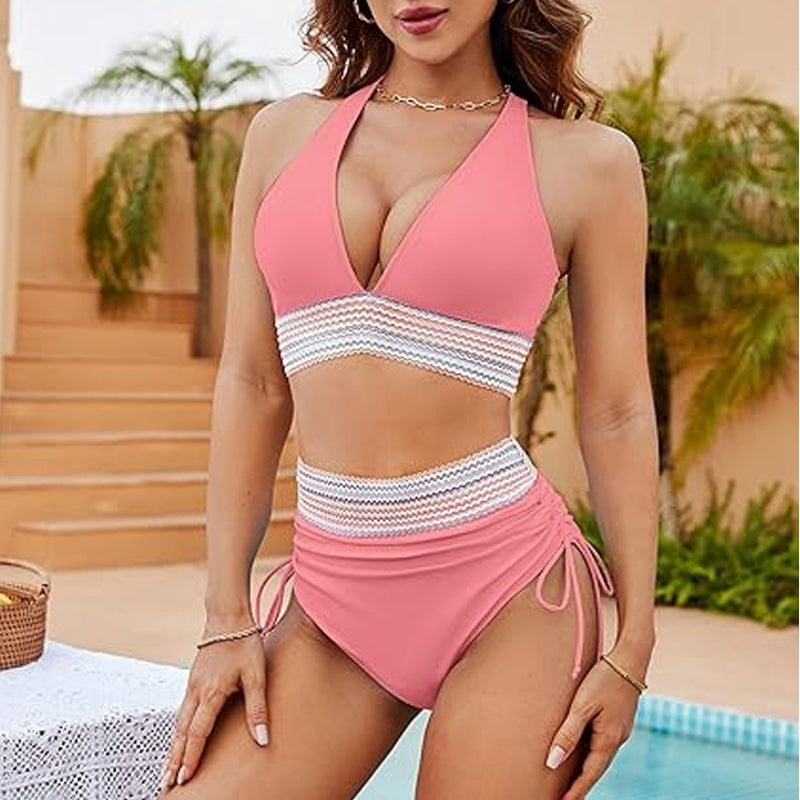 🔥S~4XL verfügbar🔥2025 Bikini-Set mit hoher Taille und Bauchkontrolle in Blockfarbe