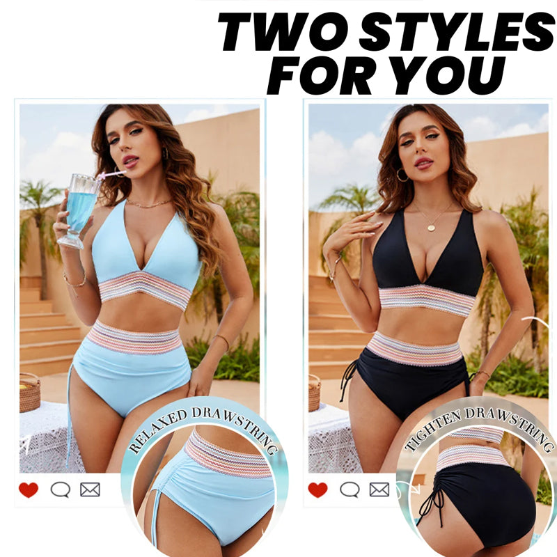 🔥S~4XL verfügbar🔥2025 Bikini-Set mit hoher Taille und Bauchkontrolle in Blockfarbe