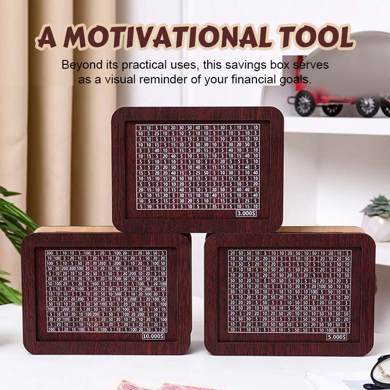 Edle Sparbox aus Holz mit Sparziel ✨ Motivations-Spardose für Groß & Klein 💰