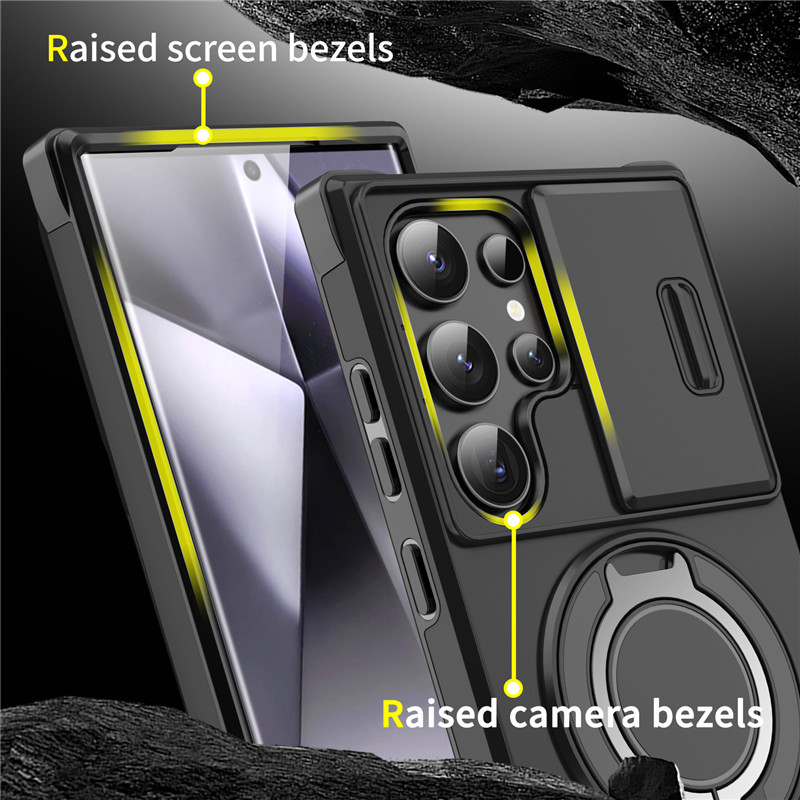 Panzerhülle für Galaxy S-Serie 🛡️ Kamera-Schiebeschutz & 360° Ring 🧲 Magnet-Funktion