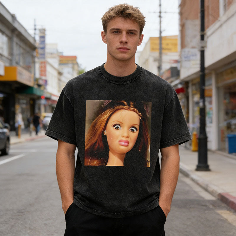 Lustiges bedrucktes Unisex-T-Shirt mit Rundhalsausschnitt und Oversize-Passfor