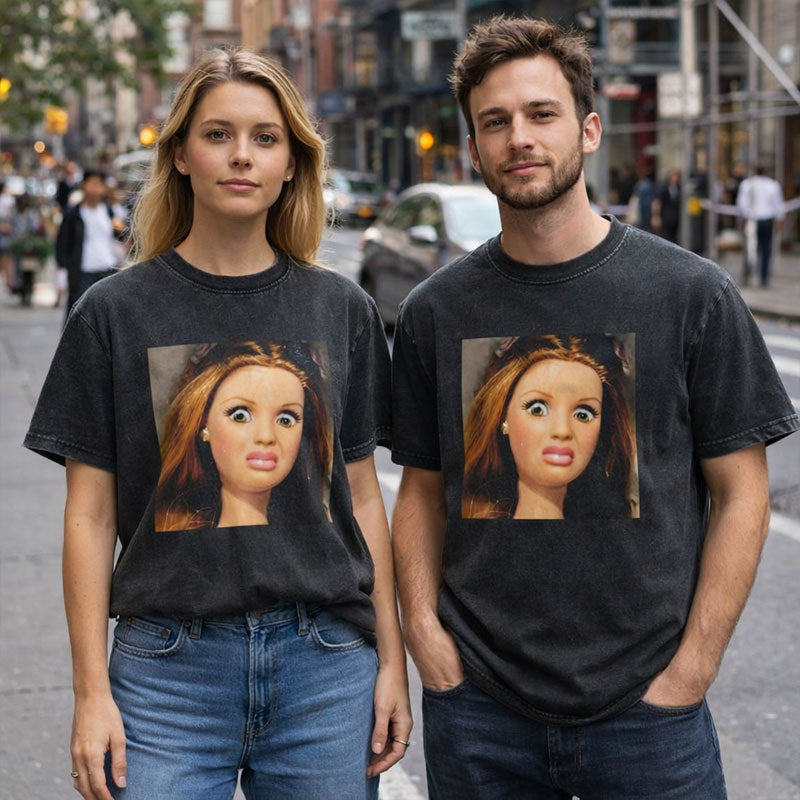 Lustiges bedrucktes Unisex-T-Shirt mit Rundhalsausschnitt und Oversize-Passfor